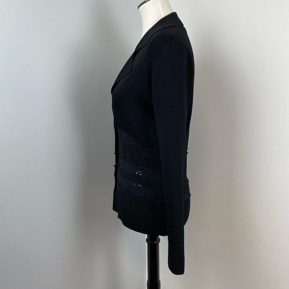 Vertigo Paris Black Lace & Sequin Button Front Knit Cardigan Sweater Small - Picture 9 of 11